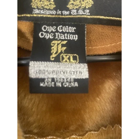 Bare Fox Brown Faux Suede Faux Fur Collar Men XL Lined Coat Size Barn Coat Y2K